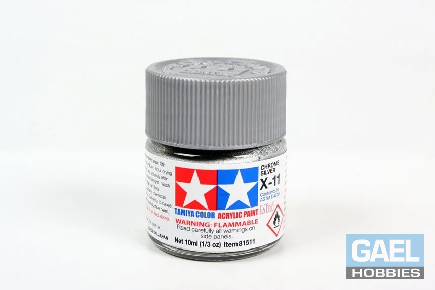Tamiya 10ml-1/3oz Acrylic Mini X-11 Chrome Silver #81511