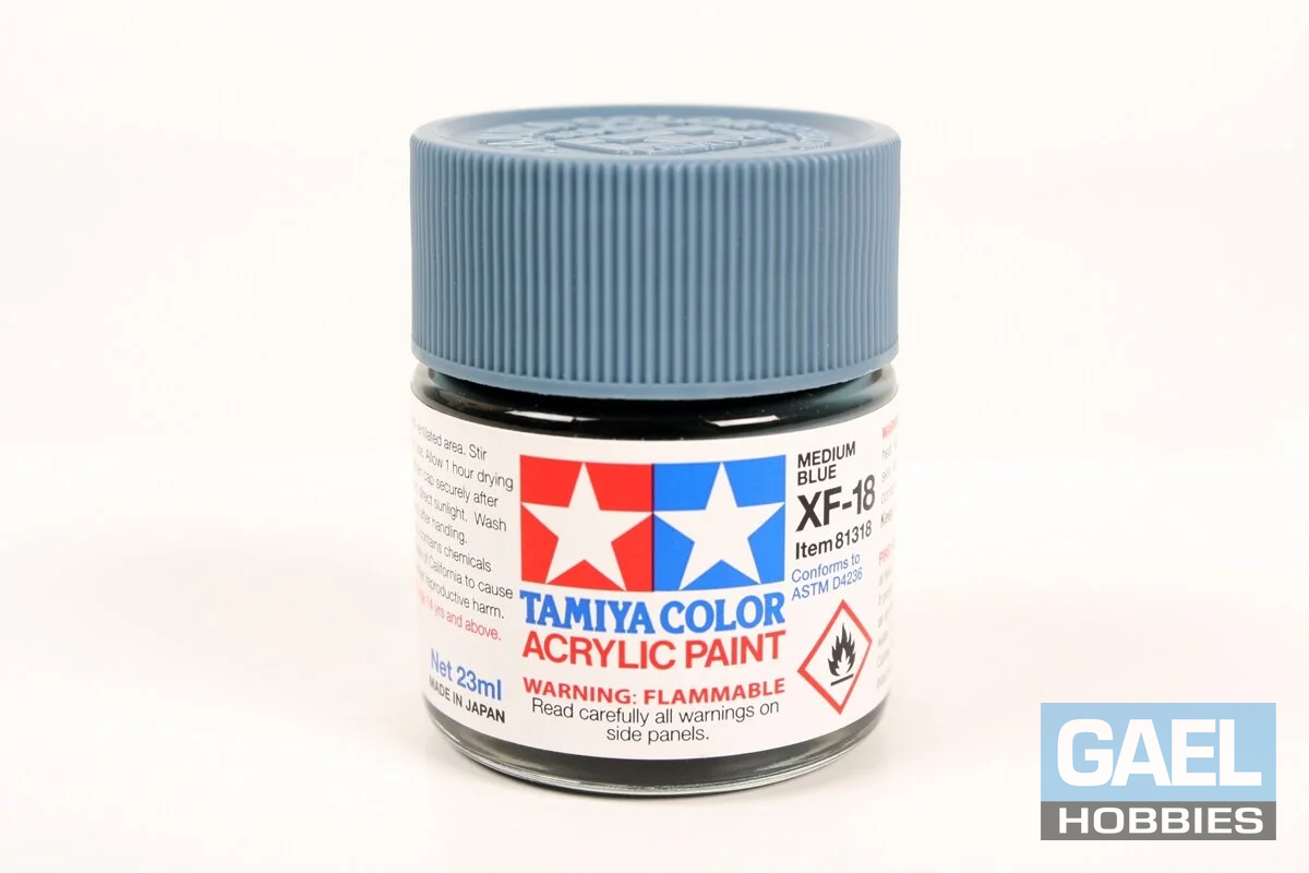 Tamiya 10ml-1/3oz Acrylic Mini XF-18 Medium Blue