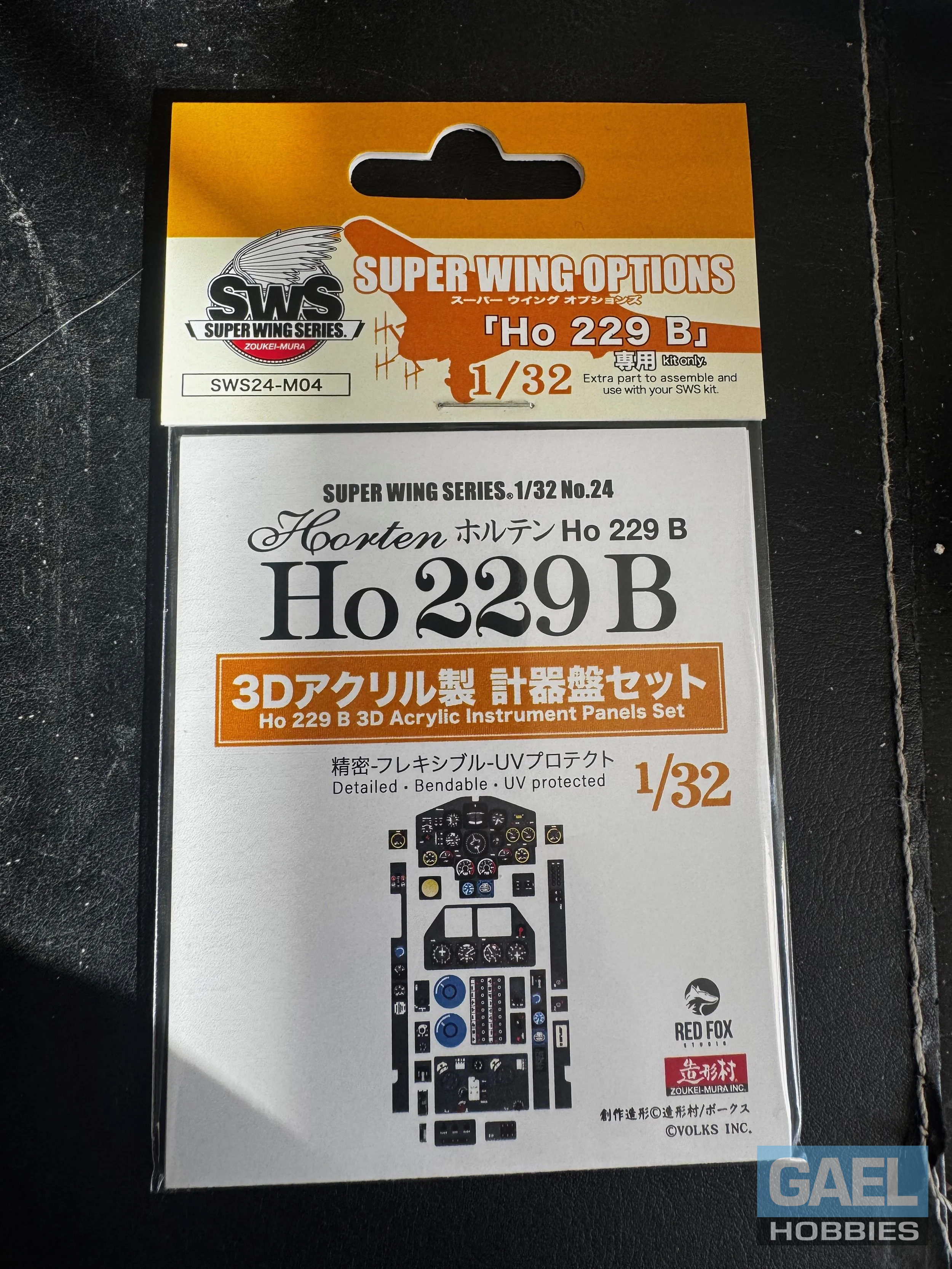 1/32 SWOP Ho 229 B 3D Acrylic Instrument Panels Set #SWS48-M04