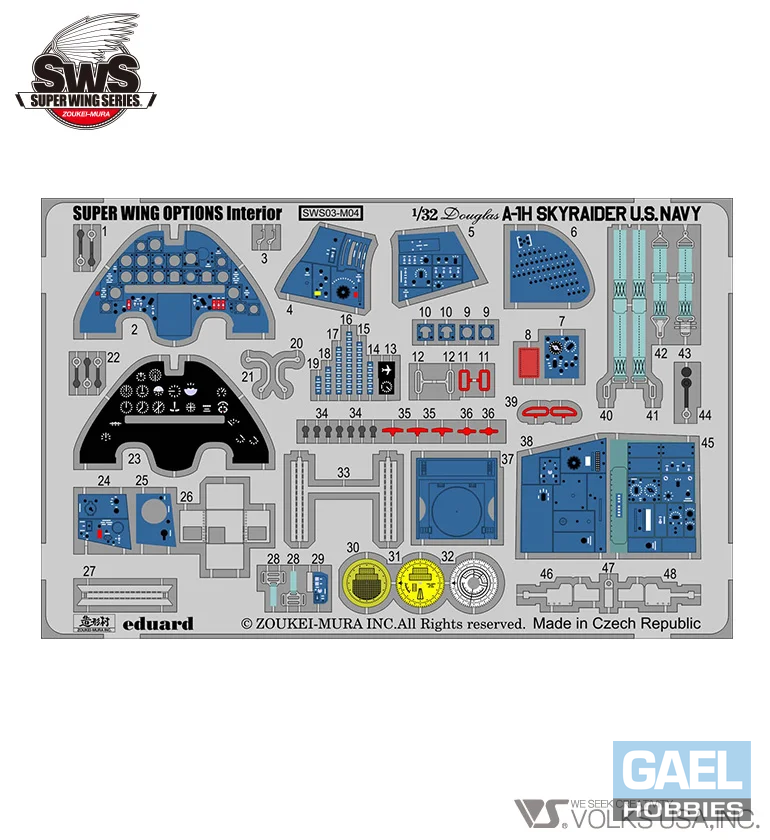 1/32 SWOP Skyraider A-1H Photo-Etched Interior Set