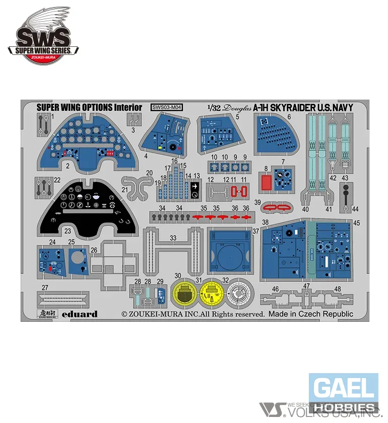 1/32 SWOP Skyraider A-1H Photo-Etched Interior Set