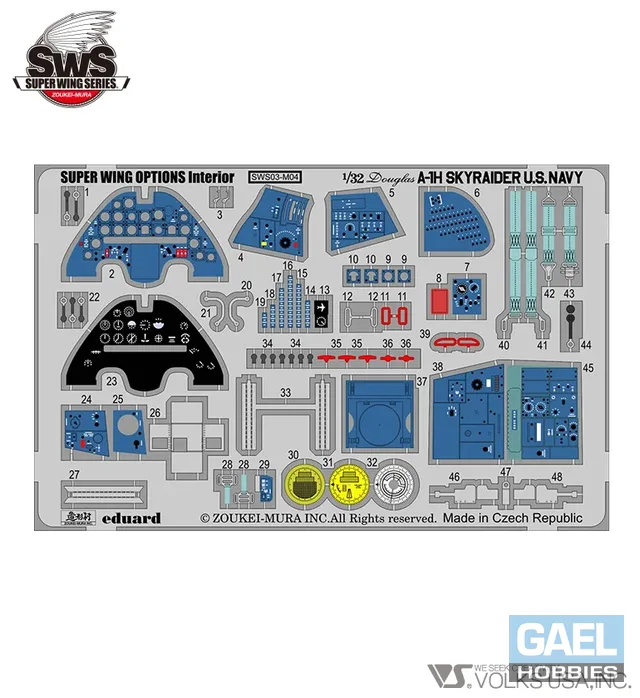 1/32 SWOP Skyraider A-1H Photo-Etched Interior Set