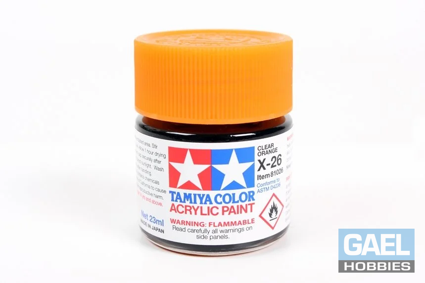 Tamiya 23ml-3/4oz Acrylic X-26 Clear Orange #81026