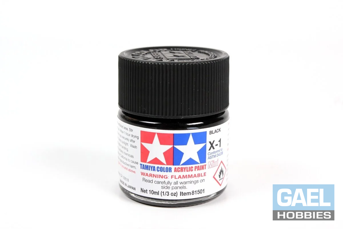 Tamiya 10ml-1/3oz Acrylic Mini X-1 Black #81501