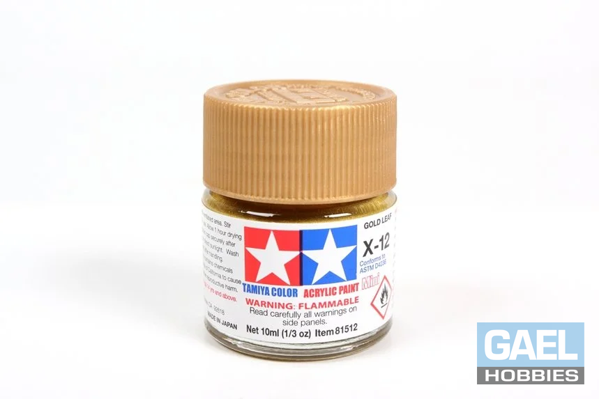 Tamiya 10ml-1/3oz Acrylic Mini X12 Gold Leaf #81512