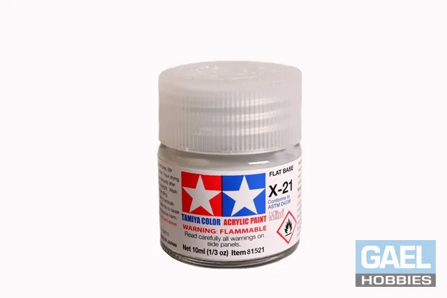 Tamiya 10ml-1/3oz Acrylic Mini X-21 Flat Base #81521