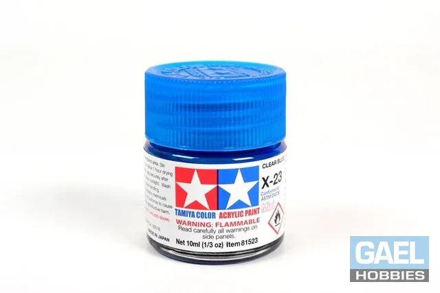 Tamiya 10ml-1/3oz Acrylic Mini X-23 Gloss Clear Blue #81523