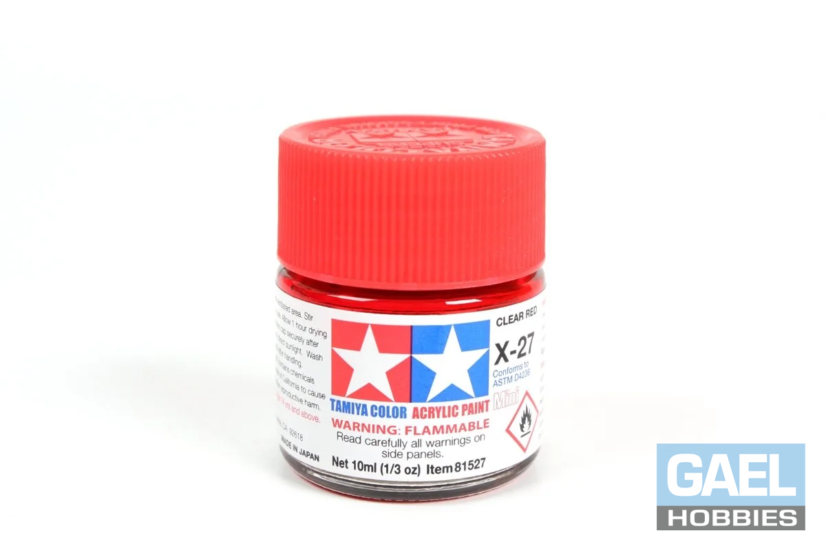 Tamiya 10ml-1/3oz Acrylic Mini X-27 Clear Red #81527
