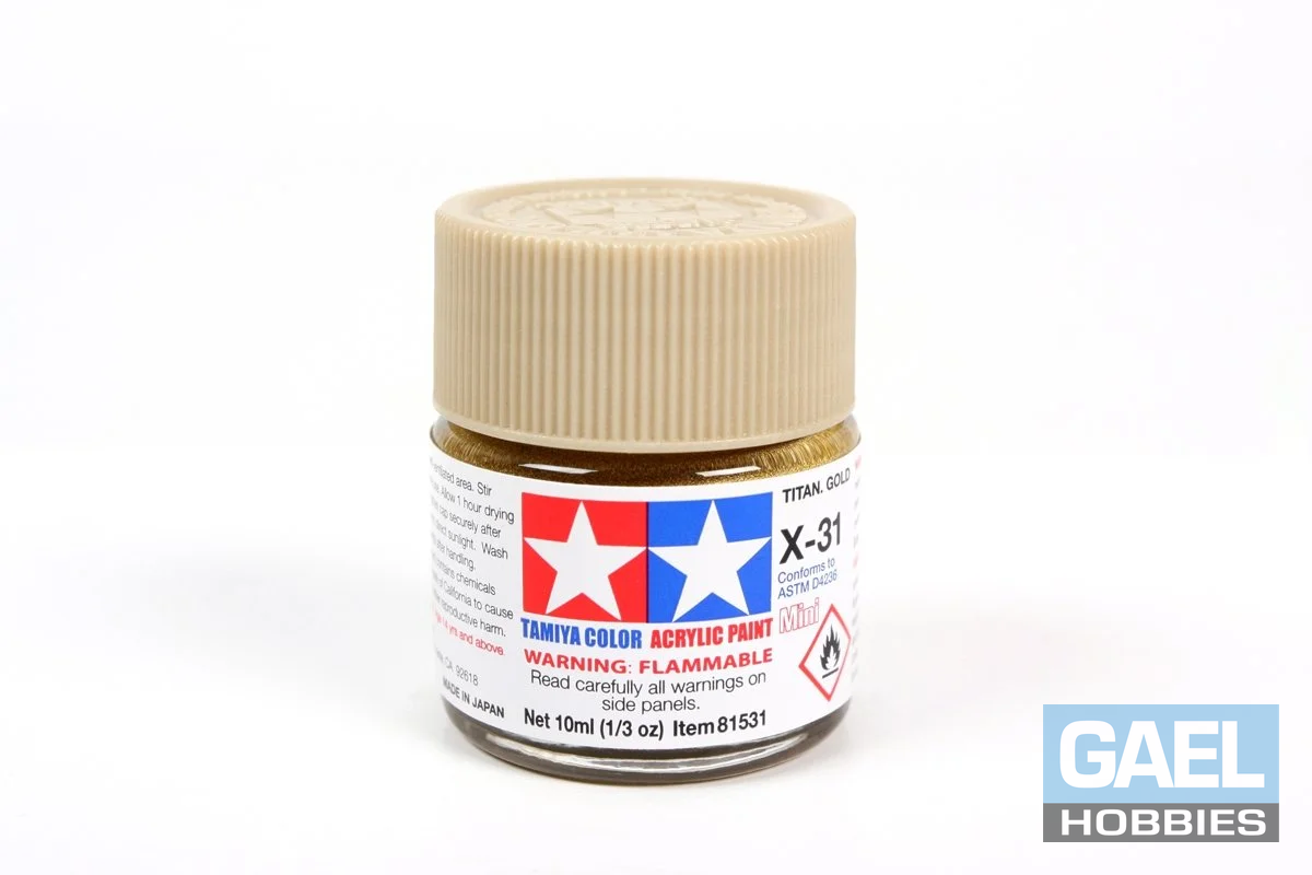 Tamiya 10ml-1/3oz Acrylic Mini X-31 Titanium Gold #81531