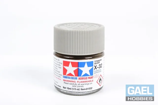 Tamiya 10ml-1/3oz Acrylic Mini X-32 Titanium Silver #81532