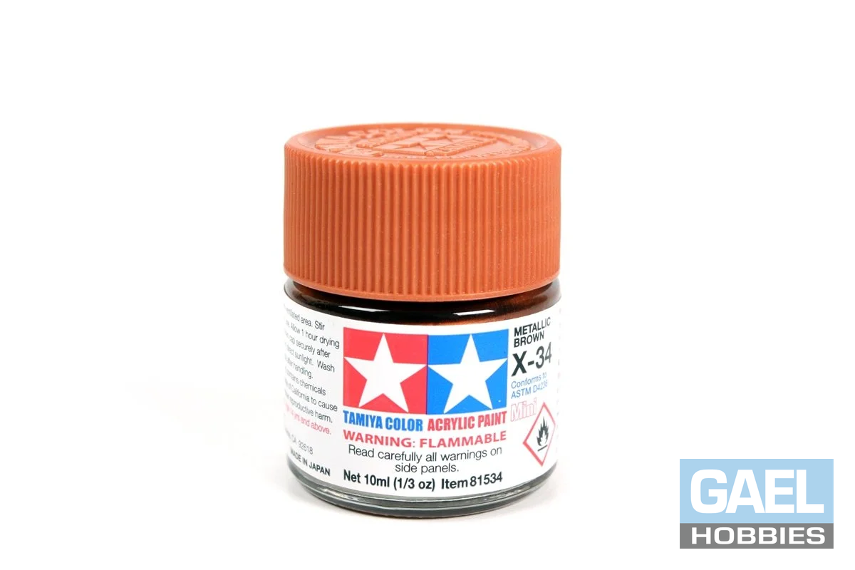 Tamiya 10ml-1/3oz Acrylic Mini X-34 Metallic Brown #81534