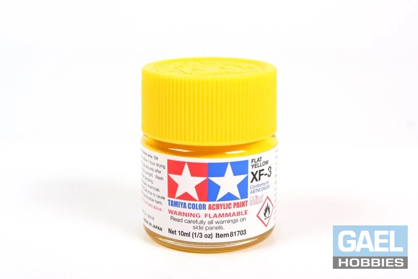 Tamiya 10ml-1/3oz Acrylic Mini XF-3 Flat Yellow #81703