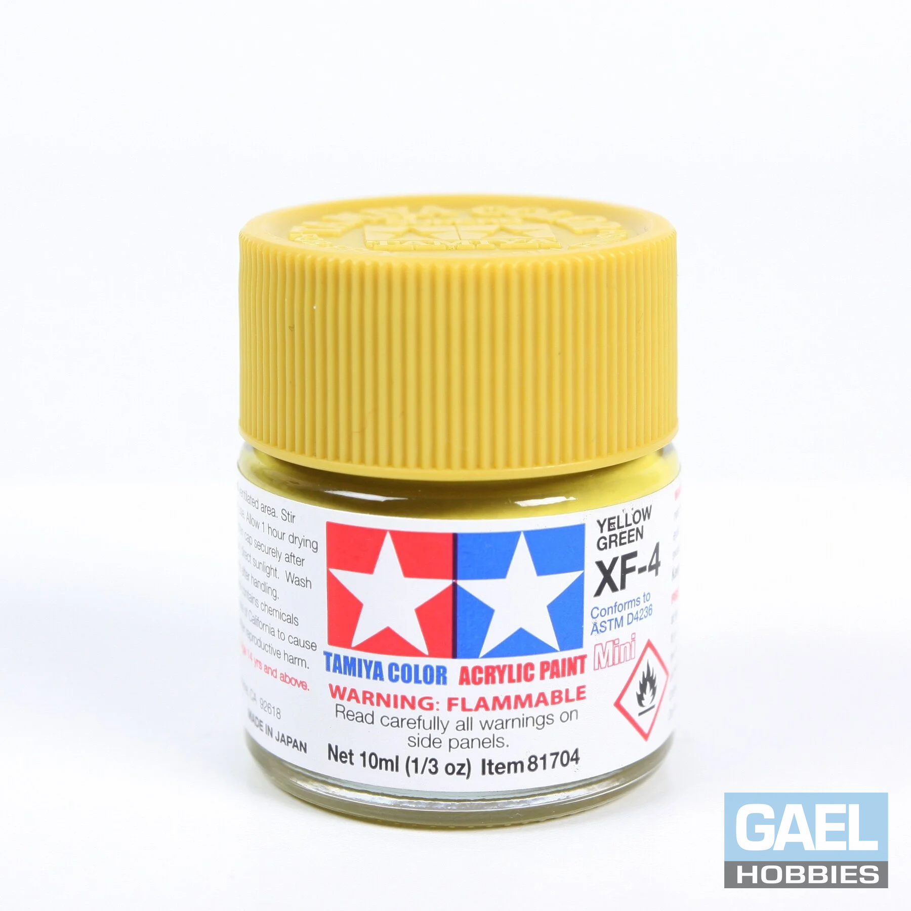 Tamiya 10ml-1/3oz Acrylic Mini XF-4 Yellow Green #81704