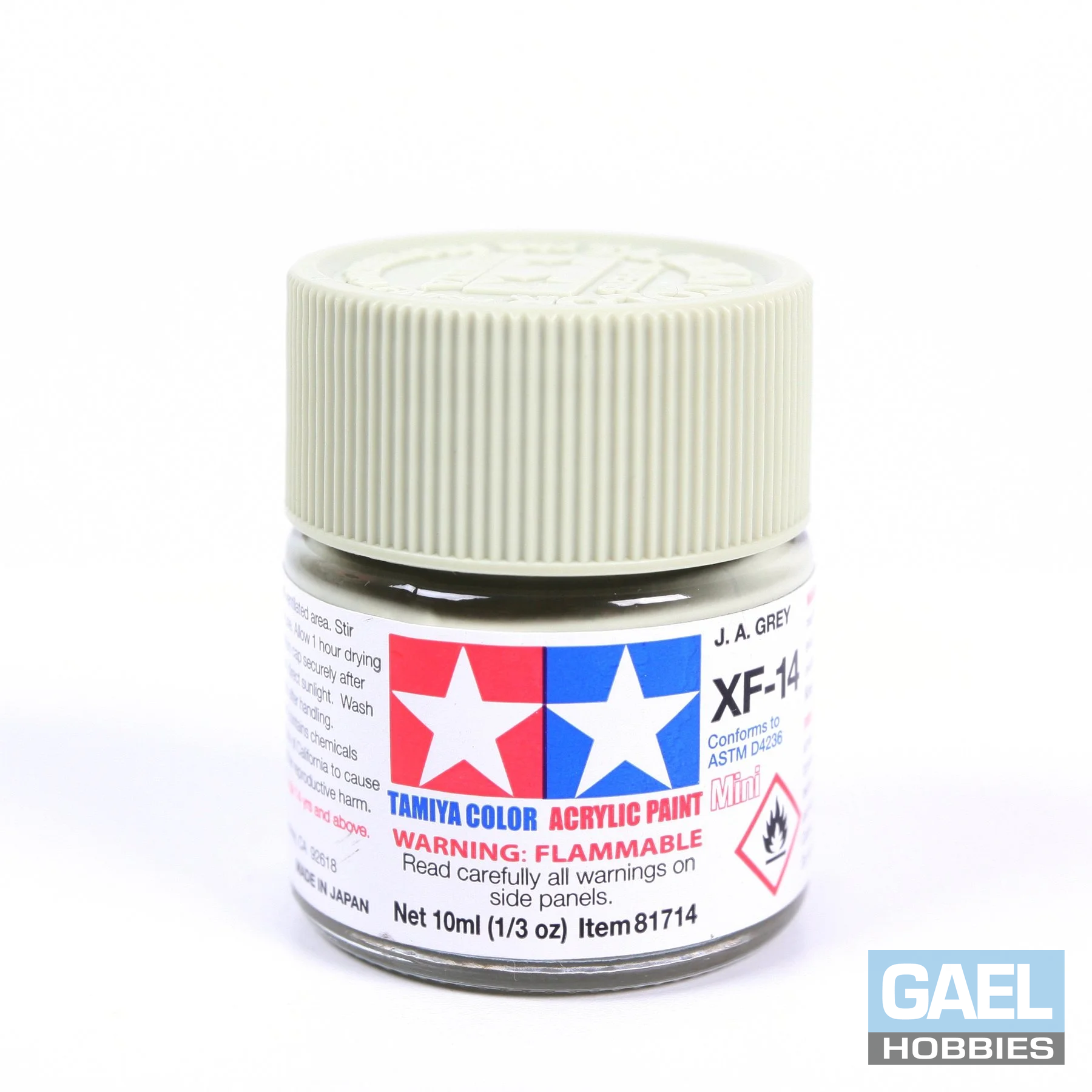 Tamiya 10ml-1/3oz Acrylic Mini  XF-14 J.A. Grey #81714