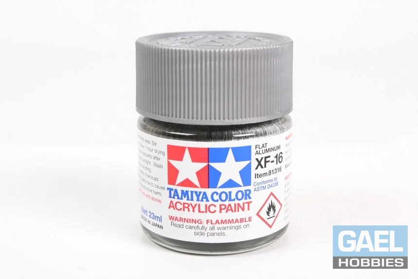 Tamiya 10ml-1/3oz Acrylic Mini XF-16 Matte Flat Aluminum Item#81716