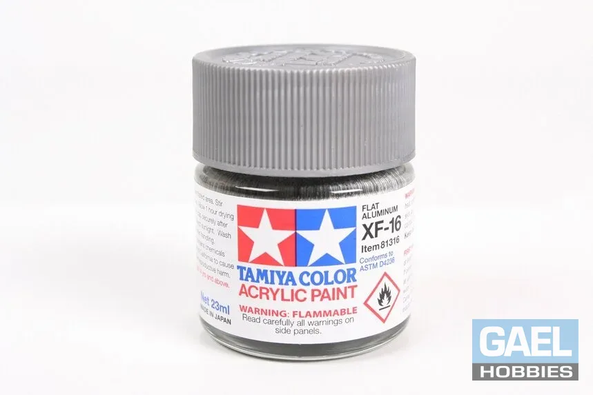 Tamiya 10ml-1/3oz Acrylic Mini XF-16 Matte Flat Aluminum Item#81716