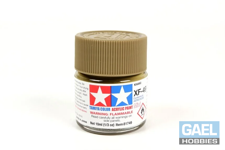 Tamiya 10ml-1/3oz Acrylic Mini XF-49 Matte Khaki #81749