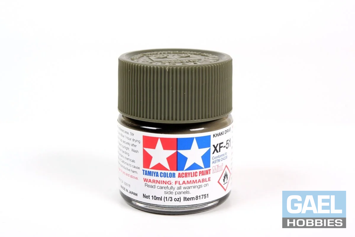 Tamiya 10ml-1/3oz Acrylic Mini XF-51 Khaki Drab #81751