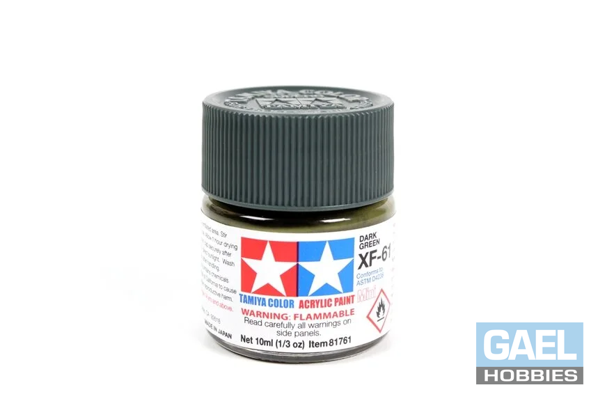 Tamiya 10ml-1/3oz Acrylic Mini XF-61 Matte Dark Green #81761