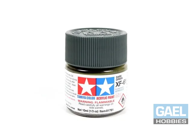 Tamiya 10ml-1/3oz Acrylic Mini XF-61 Matte Dark Green #81761