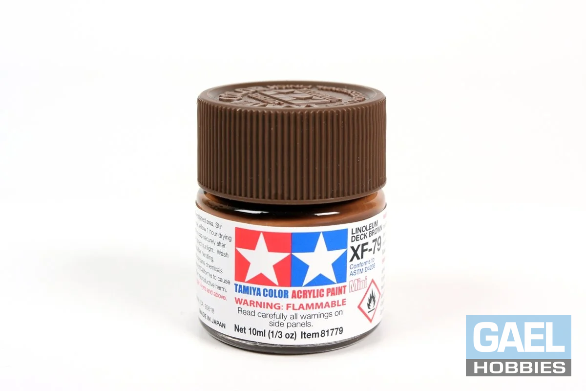 Tamiya 10ml-1/3oz Acrylic Mini XF-79 Linoleum Deck Brown #81779