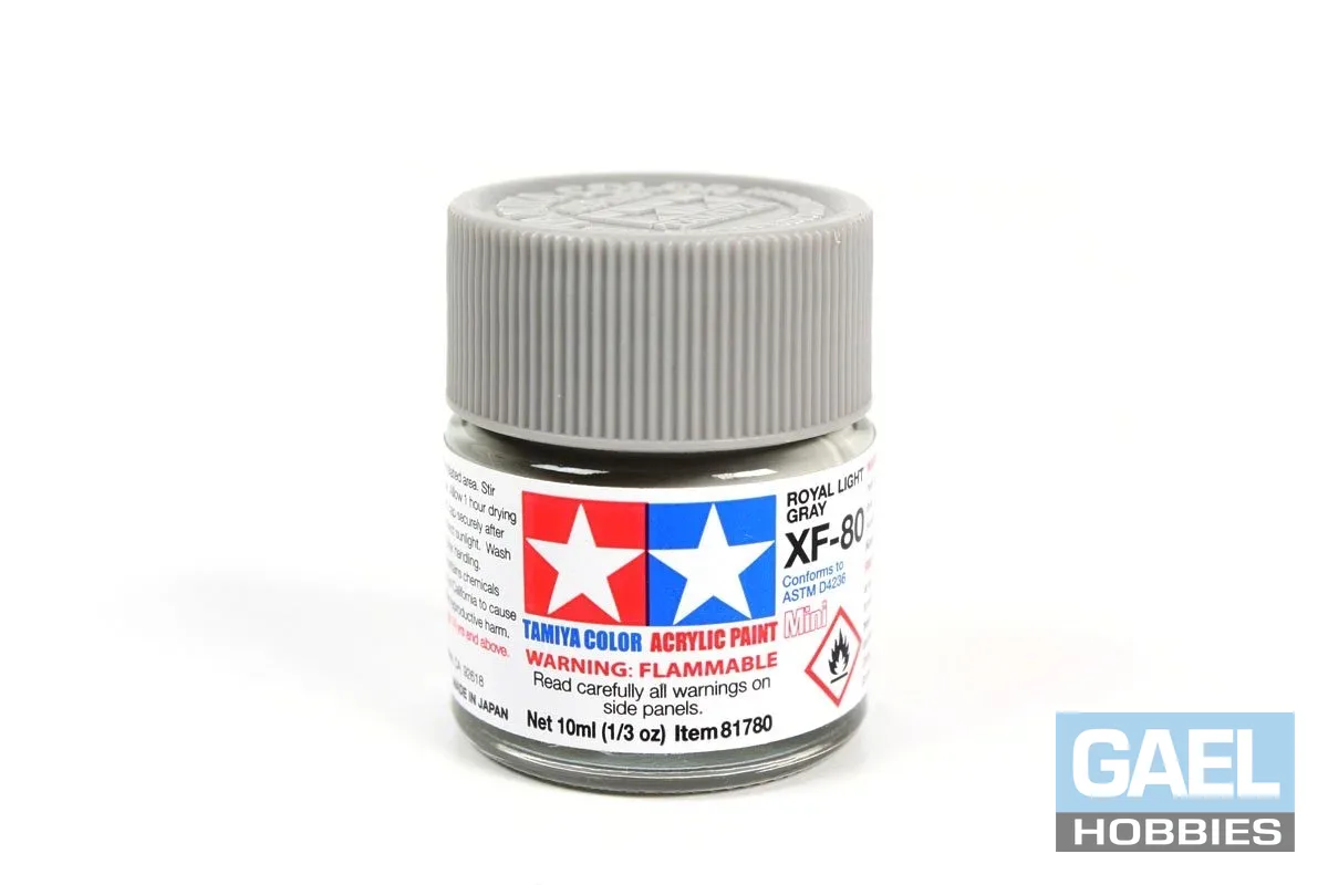 Tamiya 10ml-1/3oz Acrylic Mini XF-80 Royal Light Gray #81780