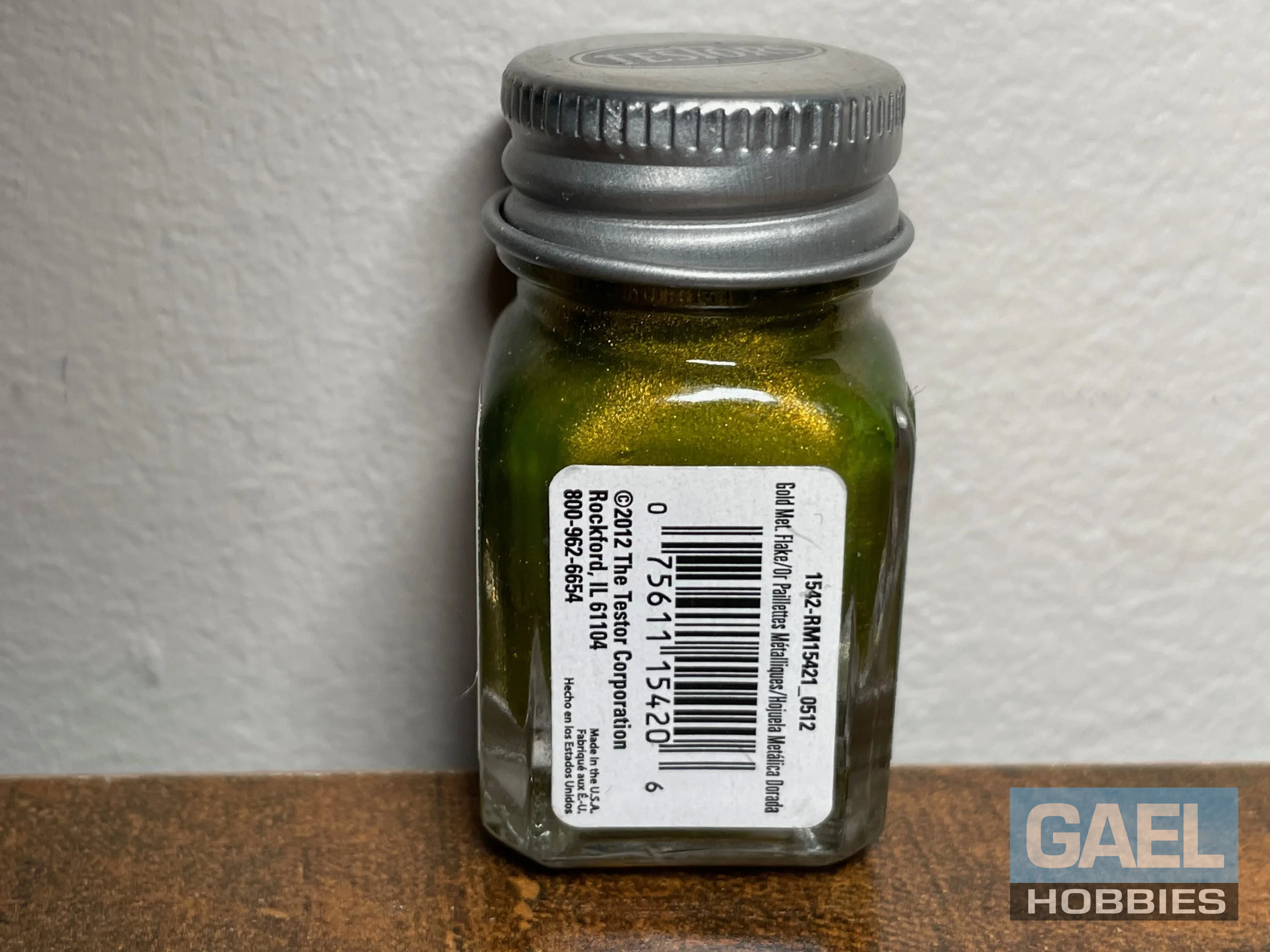 Testors Enamel 1/4oz-Gold Metal Flake #1542