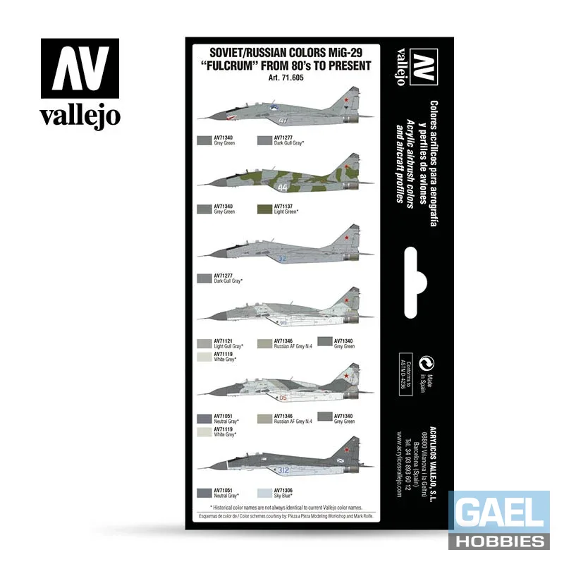 Vallejo 17oz Model Air Soviet/Russian Colors MiG-29 "Fulcrum" #71.605
