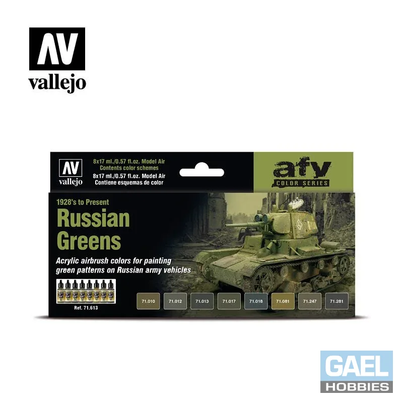 Vallejo 17ml Model Air Set AFV Russian Greens 1928 to Present (71.613)