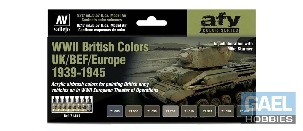 Vallejo 17oz Model Air WWI British Colors UK/BEF/Europe 1939-1945 #71.614