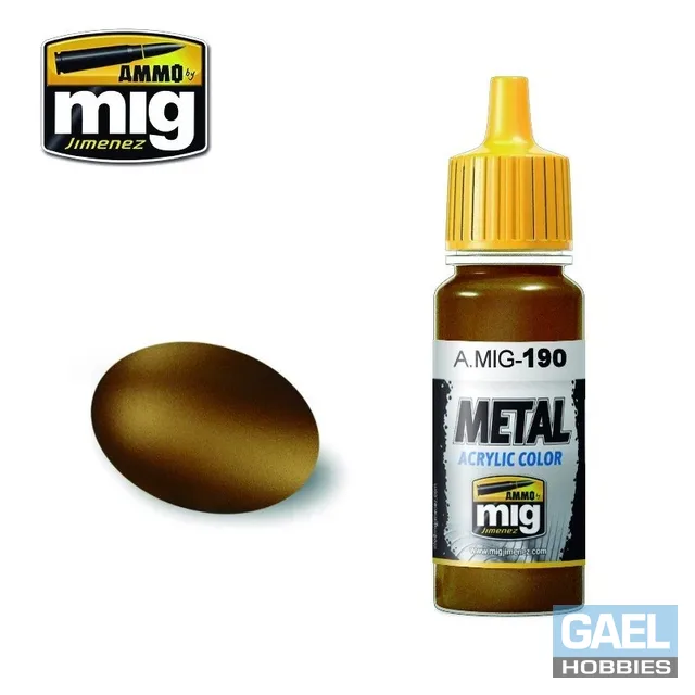 AMMO Metal Color ACRYLIC COLOR 17mL METALLIC Old Brass #A.MIG-0190