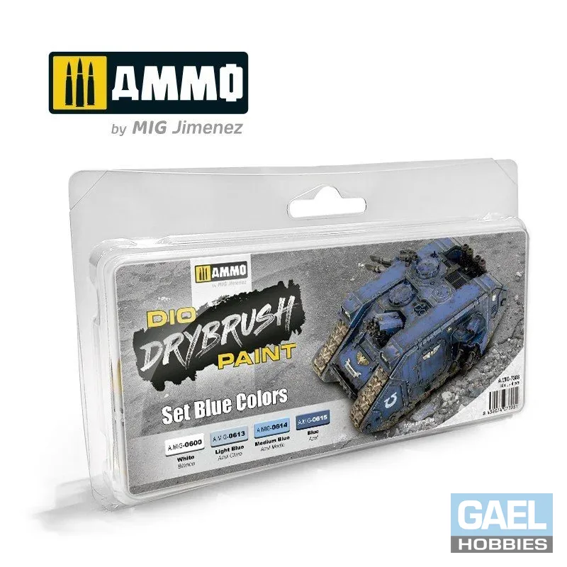 AMMO 40mL Drybrush Set Blue Colors #MIG-7303