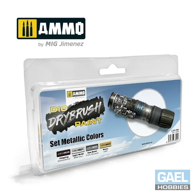 AMMO 40mL Drybrush Set Metallic Colors #MIG-7305