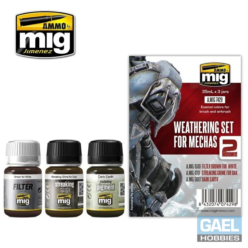 AMMO 35mL Enamel Weathering Set for Mechas #A.MIG-7429