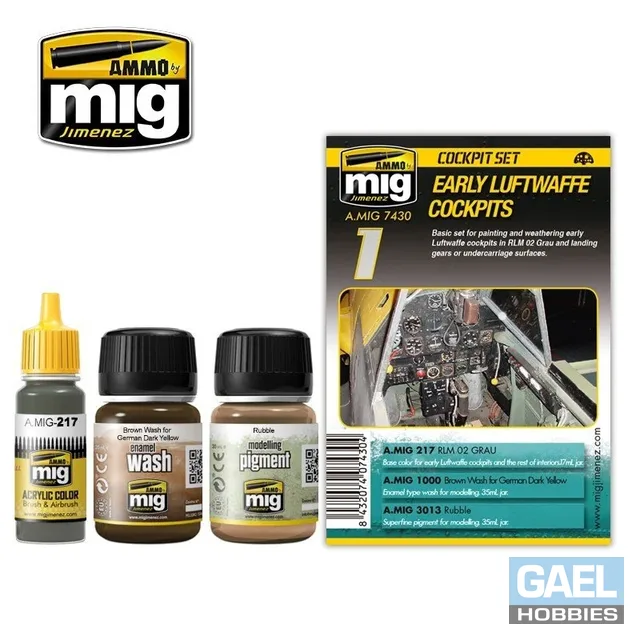 AMMO 35mL/17mL Cockpit Set Early Luftwaffe Cockpits #A.MIG-7430