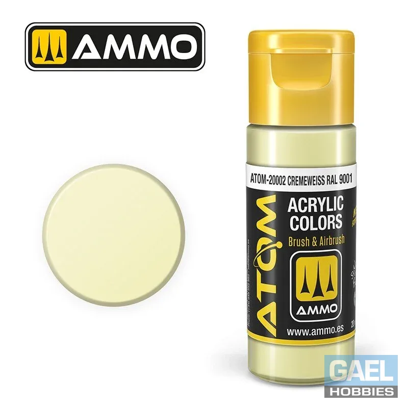 AMMO ATOM ACRYLIC COLOR 20mL Cremeweiss RAL 9001 (FS37855) #ATOM-20002