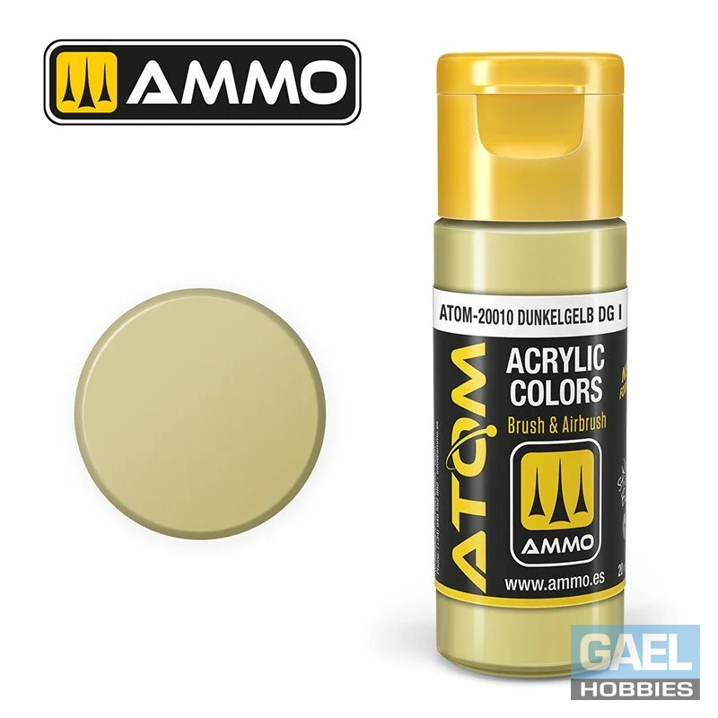 AMMO ATOM ACRYLIC COLOR 20mL Dunkelgelb DG I (FS) #ATOM-20010
