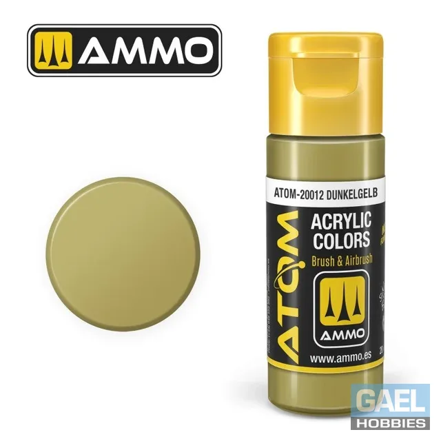 AMMO ATOM ACRYLIC COLOR 20mL Dunkelgelb (FS30266) #ATOM-20012