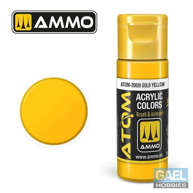AMMO ATOM ACRYLIC COLOR 20mL Gold Yellow (FS33432) #ATOM-20020