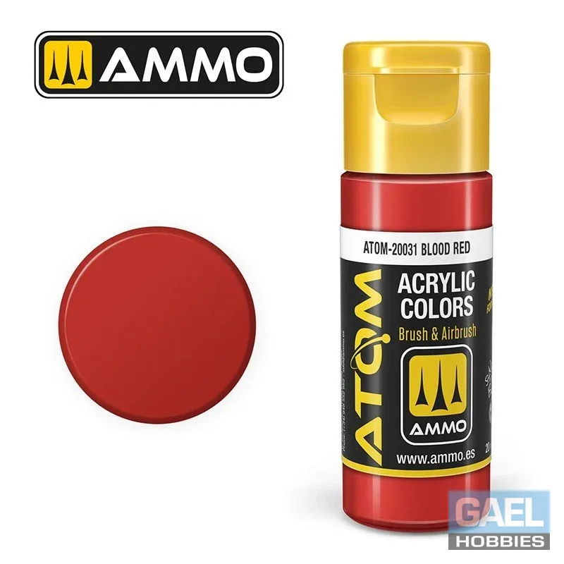 AMMO ATOM ACRYLIC COLOR 20mL Blood Red RAL3002 (FS11136) #ATOM-20031