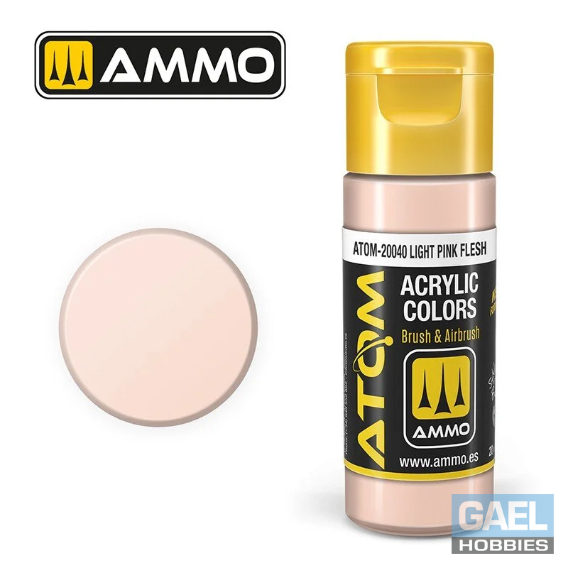 AMMO ATOM ACRYLIC COLOR 20mL Light Pink Flesh (FS23531) #ATOM-20040