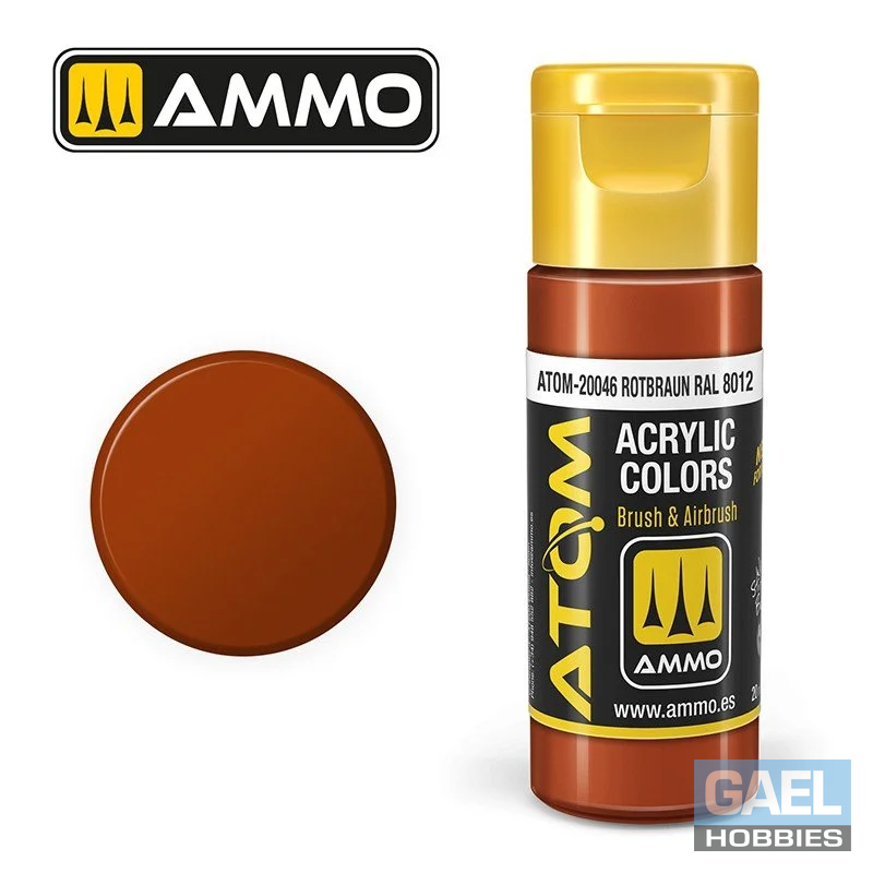 AMMO ATOM ACRYLIC COLOR 20mL Rotbraun RAL 8012 (FS11328) #ATOM-20046