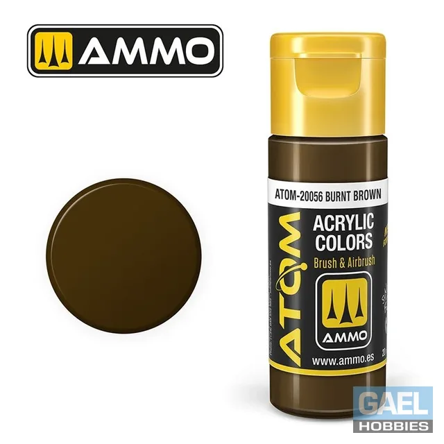 AMMO ATOM ACRYLIC COLOR 20mL Burnt Brown (FS30097) #ATOM-20056