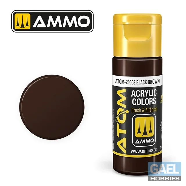 AMMO ATOM ACRYLIC COLOR 20mL Black Brown #ATOM-20063