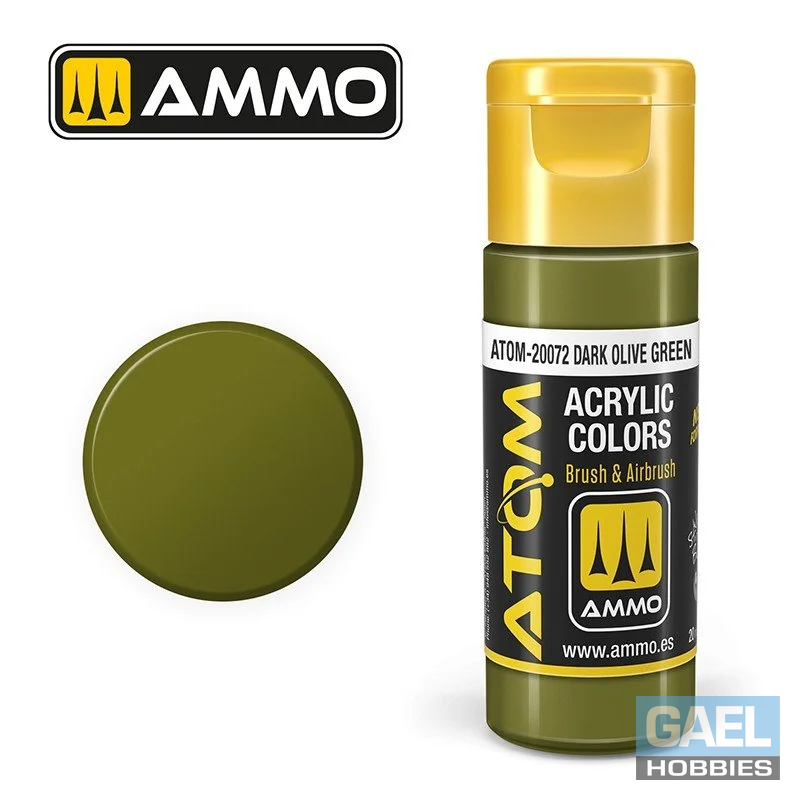 AMMO ATOM ACRYLIC COLOR 20mL Dark Olive Green (FS34130) #ATOM-20072