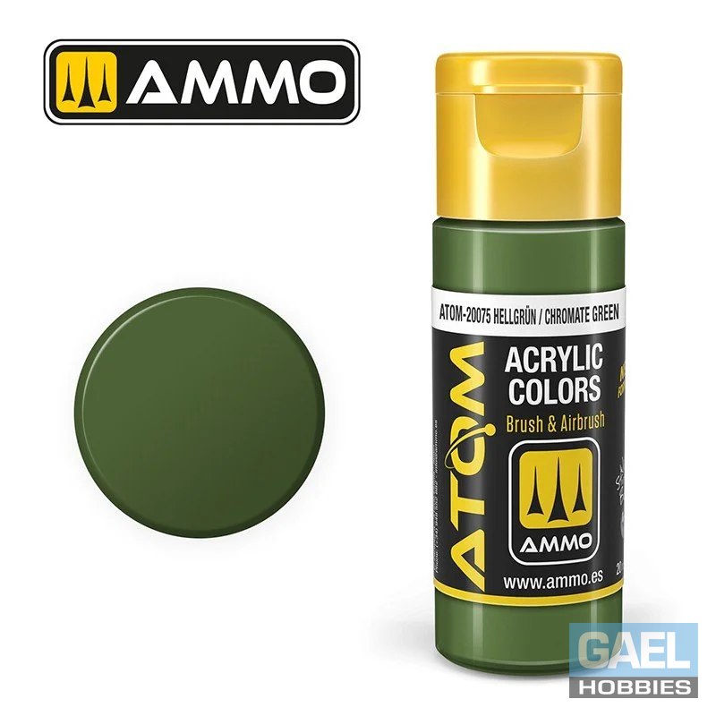 AMMO ATOM ACRYLIC COLOR 20mL Hellgrün / Chromate Green (FS34095) #ATOM-20075