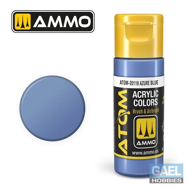 AMMO ATOM ACRYLIC COLOR 20mL Azure Blue #ATOM-20119