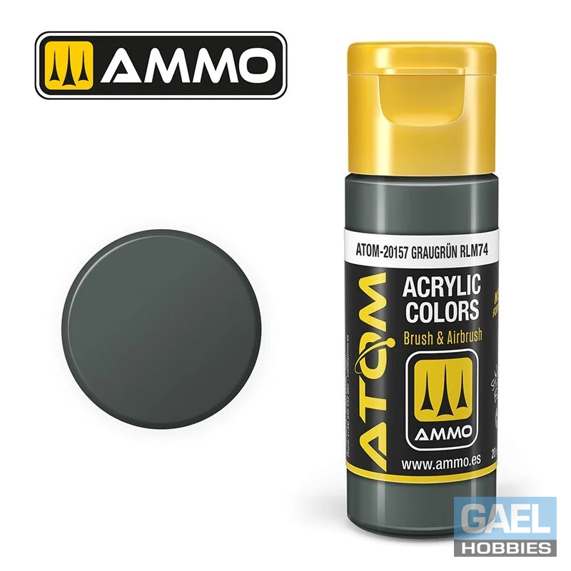 AMMO ATOM ACRYLIC COLOR 20mL Graugrün RLM74 (FS14077) #ATOM-20157