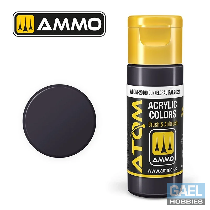 AMMO ATOM ACRYLIC COLOR 20mL Dunkelgrau RAL7021 (FS26081) #ATOM-20160