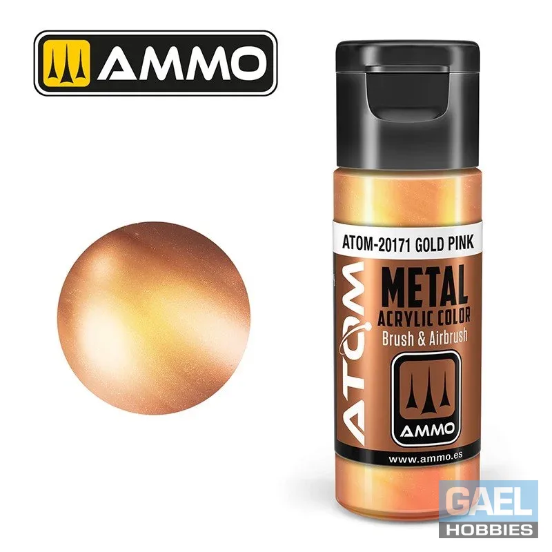 AMMO ATOM ACRYLIC COLOR 20mL METALLIC Gold Pink #ATOM-20171